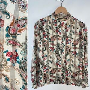 Vintage Western Paisley‎ Blouse Size 4 Gorgeous Details